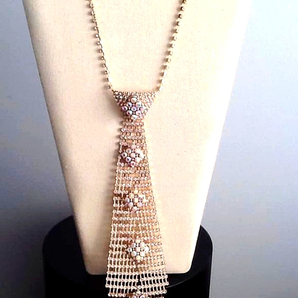 Gold Metal Mesh Tie Necklace - Picture 5 of 6